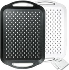 ECOIOU Larger Nonslip Food Serving Tray, 17.9'' x 12'' Grippy Handles Surface Bottom Design, Perfect Trays for Eating, Lap, TV, Couch, Black & White, Set of 2