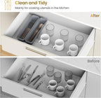 2 Pack Silicone Silverware Drawer Organizer, DIY Free Combination Kitchen Drawer Organizer, Utensil Organizer, Moisture-proof and Heat-resistant up to 200°C, Anti-slip Design (Grey)
