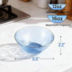 Rubtlamp 30 Pack Blue Disposable Bowls, Clear Plastic Bowls with Gold Rim, 12-16oz Premium Heavy Duty Plastic Dinner Bowls for Party, Wedding and Holiday