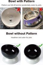 ABRUTY Cat Water Bowl, 16 OZ Ceramic Elevated Cat Bowls, 15° Tilted and Raised Pet Food Dish, Anti Vomiting Protect Pets' Spines and Whisker Fatigue, Black & Gray