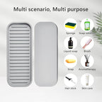 Silicone Sponge Holder 2 Pack, Dish Soap Holder for Kitchen Counter, Waterproof Sponge Soap Tray for Kitchen Sink Bathroom, Multipurpose Sink Caddy Organizer for Soap Dispenser Light Grey
