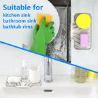 Sponge Holder for Kitchen Sink, Dish Sponge Holder & Soap Tray with Drain, Bathroom Sink Sponge Drying Rack & Perfect Organizer for Dispenser,Bottle,Cup on Sinks or Counter(8"x 4"Cream)