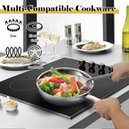 Stainless Steel Cookware Set - 15 Piece Stainless Steel Pots and Pans Set, Includes 6 Pots and Pans, 6 Lids and 3 Utensils, Fixed Handles, Induction Safe and Dishwasher Safe