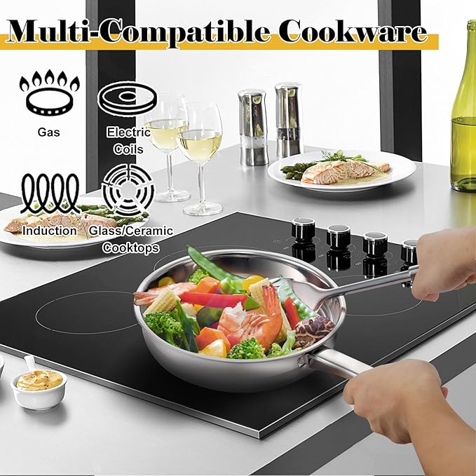 Stainless Steel Cookware Set - 15 Piece Stainless Steel Pots and Pans Set, Includes 6 Pots and Pans, 6 Lids and 3 Utensils, Fixed Handles, Induction Safe and Dishwasher Safe