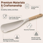 3 PACK Cooking Spatula Spoon for Nonstick Cookware, Multifunction Spoonula Great for Cooking, Serving, Baking, Mixing, Stirring, Scoop, Scrape - Sturdy BPA-Free Heat Resistant Silicone & Wood Handle