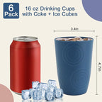 Wheat Straw Cups 16 OZ, Plastic Drinking Glasses, Drinking Cup, Unbreakable Kitchen Cups Sets of 6, Microwave & Dishwasher Safe Water Glasses, Reusable Plastic Cup for Party (Multicolor)