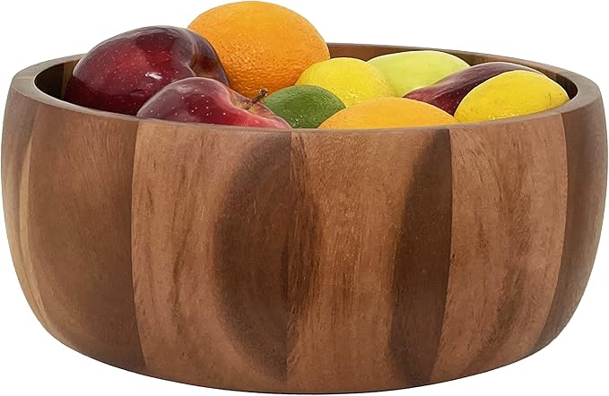 Woodard & Charles Acaica Wood 12" x 5" Serving Bowl Set with Serving Hands, 3 Piece Set ★★PACK OF 4★★