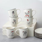 LEHAHA Farmhouse Coffee Mugs Set,16 OZ Animal Large Ceramic Mugs with Handle, Set of 6, Christmas Porcelain Cups for Coffee, Tea, Cocoa, Office and Home Use, Practical Gift, Assorted Design