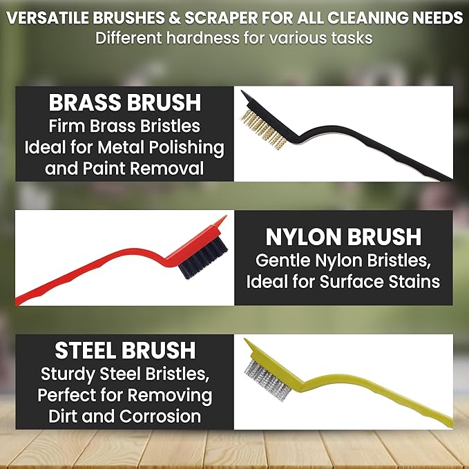 8 Pcs Crevice Cleaning Brush Set – Hard Bristle Cleaning Tools for Grout, Gaps & Narrow Spaces – Multi-Purpose Grout Brush, for Cleaning Bathroom, Shower, Window Tracks, Kitchen