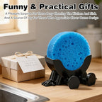 Cute Hanging Sponge Holder with Drainage, 3D Printed Funny Sponge Holders for Kitchen Sink, Peeing Scrub Sponge Holder, Keeps Your Sponge Dry (Black)