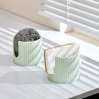 Ceramic Sponge Holder for Kitchen Sink, Quick Dry Sink Caddy Organizer with Non-Slip Base, Farmhouse Sponge and Brush Holder for Countertop, Bathroom or Kitchen, Vintage Green