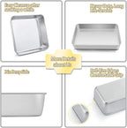 TeamFar Stainless Steel Bakeware Set of 11, Toaster Oven Baking Pan Set, Lasagna Pan, Square & Round Cake Pan, Loaf Pan & Muffin Pan, Healthy & Heavy Duty, Dishwasher Safe & Smooth