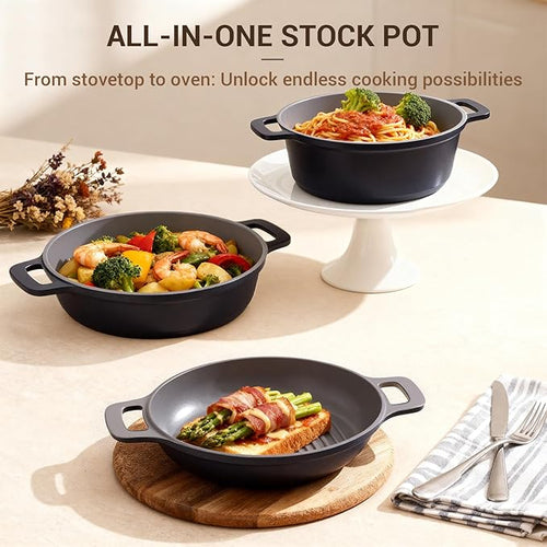 Ammeloo 8-Piece Ceramic Nonstick Cooking Pot Set with Lid, 4.5 Qt Soup Pot, All-in-One Stock Pot for All Stoves, Dishwasher Safe & Easy to Clean, Induction Ready, PFAS Free, for Stews, Soups & Pasta