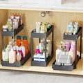 Simple Trending 2-Tier Under Sink Organizers and Storage, Multi-Purpose Pull-Out Storage Organizers, Stackable Cabinet Organizer Shelf for Kitchen, Bathroom, Black, 3 Packs