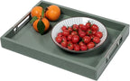 Serving Tray with Polished Metal Handles, 16.5''x12'' Rectangle Coffee Table Tray, Modern Decorative Tray, Large Ottoman Tray, Perfect for Storage and Display (Grey)