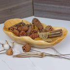 BTEOBFY Wooden Fruit Bowl Handcrafted Wood - Natural Fruit Basket for Kitchen Counter Display, Decorative Bowl for Apples, Oranges, Pineapples (15 Inch)
