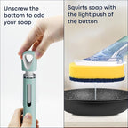 Dish Brush with Soap Dispenser Storage Set with 2 PCS Sponge Refills & Holder, Soap Dispensing Dish Brushes, Sponge with Soap Dispenser Handle, Dish Sponges with Handle for Dishes Pans Pots Sink