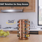 New England Stories Revolving Spice Rack Set with 20 Spice Jars, Kitchen Spice Tower Organizer for Countertop or Cabinet - Carousel Storage Includes 386 Spice Labels (Gold)