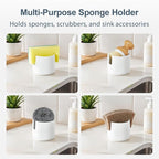 ONEMORE Ceramic Sponge Holder for Kitchen Sink, Kitchen Sink Organizer with Drain, Dish Sponge and Soap Holder for Sink Counter, Cute Corner Ceramic Sponge Holder, In Sink Sponge Storage, White