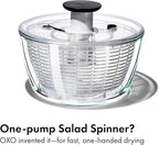 OXO Good Grips Glass Salad Spinner - Large 6.22-Qt Lettuce & Fruit Washer, Borosilicate Glass Bowl, BPA-Free, Easy Pump