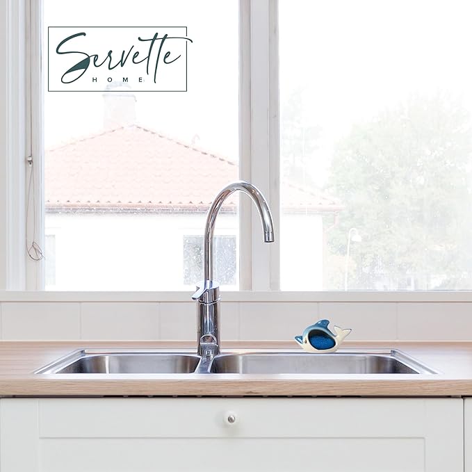 Servette Home Decorative Dish Sponge Holder for Kitchen Sink (Dolphin)