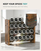 NESAPTO Spice Rack Organizer for Cabinet, Wooden 4 Tier Vertical Seasoning Organizers for Kitchen Pantry, Countertop/Wall Mount, Holds 24 Spice Jars (No Jars Included),12.2" W × 9.4" H