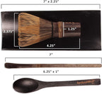 BambooMN Matcha Whisk Set - Black Chasen (Tea Whisk), Black Tray, Chashaku (Hooked Bamboo Scoop), Tea Spoon - 2 Sets