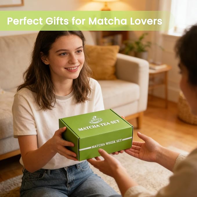 Matcha Whisk Set 8Pcs, Ceramic Japanese Tea Handmade Bowl Kit, Ombre Dimpled, Ceremony Starter Making Gifts, Complete Fellow Matcha Tools Accessories with Spout Spoon Chasen Holder Sifter Tea Cloth