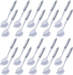 Hsei 20 Pcs Gray Kitchen Scrub Dish Brush Bulk with 11 Inch Handle Cleaning Dish Scrubber with Stiff Bristles Washing Scrub Brushes for Housekeeping for Pots and Pans, Kitchen Sink