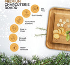 Charcuterie Boards Gift Set - Bamboo Cheese Board Set Charcuterie Tray & Serving Platter for Hosting & Entertaining, Wooden Cheese Platter, Kitchen Gifts for Women, Gifts for Home, Wedding & Birthday
