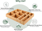 Kootek 6 Pcs Bamboo Drawer Organizer Utensil Tray Kitchen Storage Box 3-Size Versatile Dividers Cutlery Holders Bins Containers for Flatware Kitchen Utensils