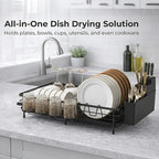 Foldable Dish Drying Rack for Kitchen Counter, Drying Rack Kitchen Counter, Sink Dish Drainer with Plate Holder, Small Kitchen Dish Strainer & Dish Dryer Organizer, Adjustable 13.7"-22.83"