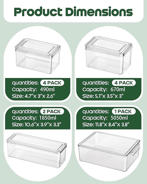 11 Pack Refrigerator Organizers and Storage, Stackable Fridge Organizer Bins, BPA-Free Clear Plastic Fruit Storage Containers for Fridge, Kitchen, Fruits, Drinks, Produce, Vegetable