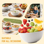 Homienly Wheat Straw Bowls with Unique Texture Design, 40 OZ Salad Bowls for Kitchen, Camping, Unbreakable Microwave and Dishwaher Safe Bowl Set, Stackable Cereal Bowl for Serving, Ramen-White