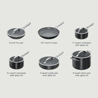 Ninja Ceramic Pro 11-Piece Cookware Set, Non-Stick Pots & Pans Set with Glass Lids, Nontoxic, PTFE Free, Ceramic Coated, Oven Safe, All Stovetops & Induction Compatible, Black, CW39011BK