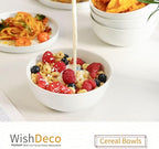 WishDeco Cereal Bowls Set of 4, White Soup Bowls 20 oz, Ceramic Breakfast Bowl 6 Inch, Kitchen Bowl for Salad, Pasta, Ramen, Oatmeal, Noodle, Rice, Microwave and Dishwasher Safe
