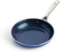 Blue Diamond 8" Nonstick Frying Pan Skillet, Diamond Infused PFAS-Free Ceramic, Dishwasher & Oven Safe, Stainless Steel Handle, Durable Non Toxic Metal Utensil Safe, Egg & Omelet Pan, Blue