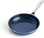 Blue Diamond 8" Nonstick Frying Pan Skillet, Diamond Infused PFAS-Free Ceramic, Dishwasher & Oven Safe, Stainless Steel Handle, Durable Non Toxic Metal Utensil Safe, Egg & Omelet Pan, Blue