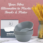 Wrova Wheat Straw Bowl Sets,6 PCS Unbreakable Cereal Bowl 36 OZ,Microwave and Dishwasher Safe Bowls,Dorm Bowl Sets BPA Free for Serving Cereal,Oatmeal and Salad (Grey)