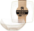 R-kay 6 Pack Extra Large Gold Glitter Serving Bowl - 128 Ounce Gold Plastic Serving Bowls For Entertaining - Plastic Bowls For Salads And Snacks - Disposable bowls For All Occasions