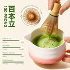 Matcha Whisk Set, Pink Matcha Kit, 8 Pcs Matcha Set Includes Matcha Bowl with Spout, Matcha Whisk and Holder, Ceramic Tea Caddy, Bamboo Scoop, Scoop Rest, Sifter and Tea Towel, Gift for Tea Lover