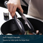 KITCHENDAO Tongs for Cooking with Silicone Tips 9 Inch, One-handed for Convenience, Soft-touch Handle, Silicone Tipped Stainless Steel Kitchen Food Grill BBQ Tongs for Non-stick Cookware Air Fryer