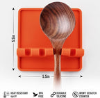 Zulay Kitchen Silicone Utensil Rest with Drip Pad for Multiple Utensils - BPA-Free, Heat-Resistant Spoon Rest & Spoon Holder for Stove Top - Kitchen Utensil Holder for Ladles & Tongs - Orange