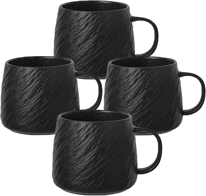 Ceramic Rock-Textured Coffee Mugs Gift Set, 17 oz Mug Set of 4, Large Capacity Coffee Cup Set Tea Cup tazas para café Big Stoneware Mug for Latte, Hot Chocolate, Cocoa, Cappuccino