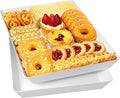 2-Pack Serving Tray, Serving Platter for Parties, Entertaining, Camping & Food Display, Reusable & Stackable Plastic Trays in Kitchen, Rectangular Food Platters for Cookie, Appetizer(White)