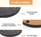 HPC Decor 12in Round Tray for Home Decor- Black Wood Beaded, Decorative Round Tray for Living Room Decor, Coffee Table Decor, Kitchen Table Decor or Farmhouse Serving Tray