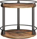 Lazy Susan Organizer, Rotating Spice Rack, 2 Tier Spice Turntable Organizer, Industrial Turntable Spice Holder, for Kitchen Countertop and Cabinet, Compact and Versatile, Rustic Brown SR22BR