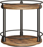 Lazy Susan Organizer, Rotating Spice Rack, 2 Tier Spice Turntable Organizer, Industrial Turntable Spice Holder, for Kitchen Countertop and Cabinet, Compact and Versatile, Rustic Brown SR22BR