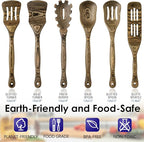 Wooden Spoons for Cooking, Pakkawood Kitchen Utensil Set Granite, Premium Durable Wooden Utensils for Nonstick Cookware, Heat Resistant, Smooth Finish, Comfortable Grip, 6 Piece