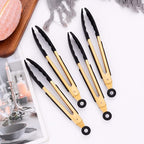 4-Piece Kitchen Food Tongs 7" Mini Silicone Serving Tongs with Firm Sealed Non Stick Rubber Tips & Silicon Coated 18/8 Stainless Steel Handle and Smooth Locking